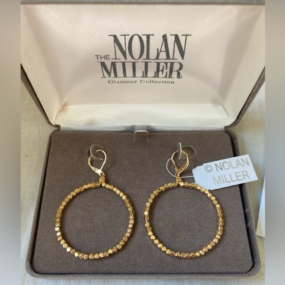 Nolan Miller Lever Back Hoop Round Dangle Chandelier Earrings Boxed - Picture 1 of 6